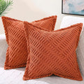 decorUhome Decorative Rust Fall Throw Pillow Covers 20x20 Set of 2 with Splicing, Boho Soft Neutral Corduroy Broadside Twill Pillow Covers for Couch Bed Sofa Living Room
