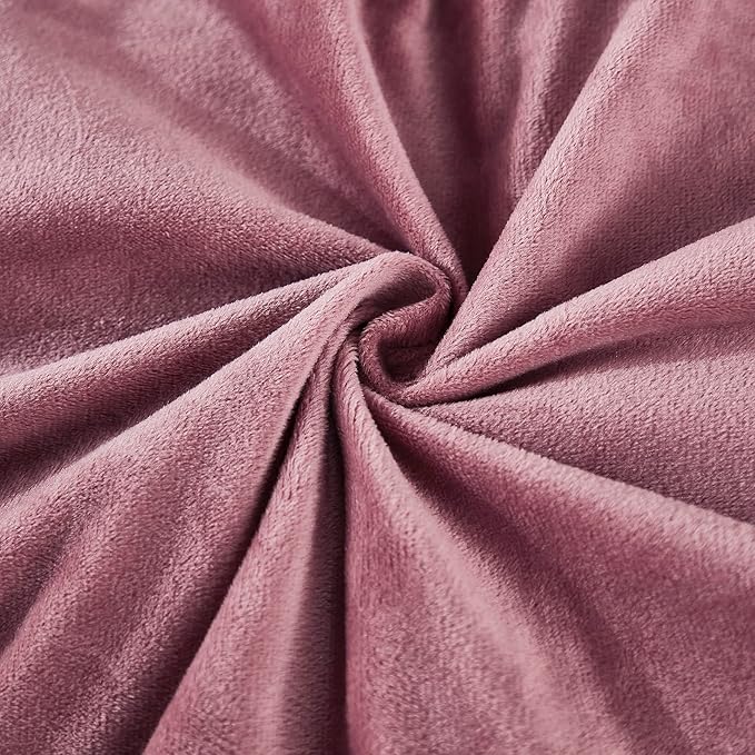 WERDIM Shaggy Fluffy Faux Fur Pillowcases 2 Pack Button Closure Velvet Pillow Shams King Size (Dusty Rose, 20 X 36 Inches)