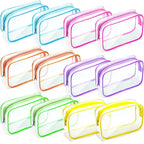 Weewooday 12 Pieces Clear Makeup Bags Cosmetic Storage Bags PVC Zipper Pouches Travel Waterproof Makeup Plastic Case for Women Organizing Toiletries Traveling Bathroom(Medium,Bright Color)