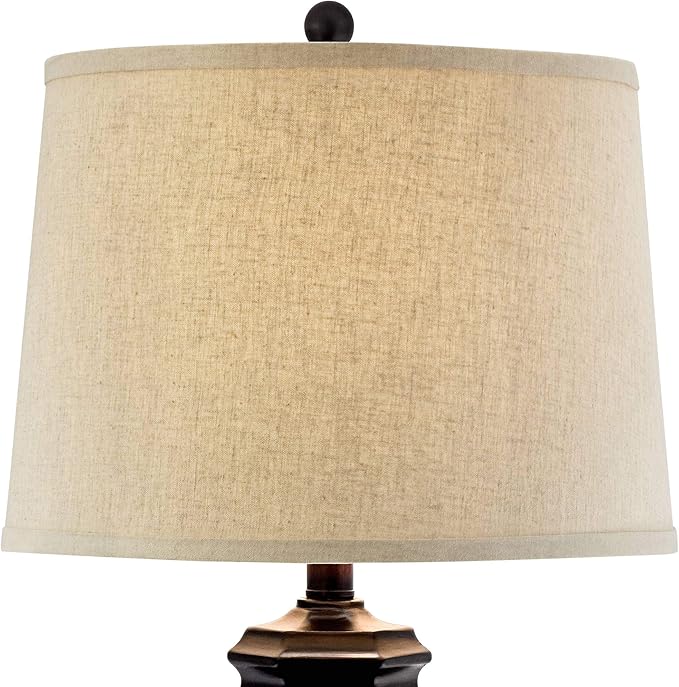 Regency Hill Country Cottage Tropical Natural Table Lamp 29" Tall Brown Woven Wicker Pattern Beige Linen Drum Shade Decor for Living Room Bedroom House Home Dining Office Reading Entryway