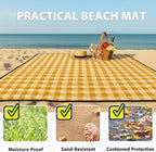 TigeJoy Extra Large Picnic Blanket Waterproof Foldable 80''x80'', Outdoor Picnic Mat Beach Blanket Sandproof for Park, Grass, Travel, Hiking, Camping Essentials, Gingham Picnic Blanket