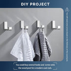 Angle Simple Towel Hooks, SUS 304 Stainless Steel Robe Coat Hooks for Bathroom Wall, Polished Chrome, 2 Pack