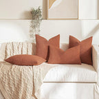 MIULEE Fall 24x24 Inch Textured Boucle Throw Pillow Cover Burnt Orange Accent Solid Eruo Sham Pillow Case Decorative Soft Pack of 1 Couch Cushion Chair Sofa Bedroom Livingroom Home Decor