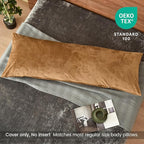PHF Super Soft Velvet Zippered Body Pillowcase, No Insert, 1 Pack Luxury Cozy Warm Pillow Sham Cover with Zipper, 20"X 54" Long Cozy Fuzzy Flannel Pillow Case, Brownish Camel