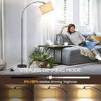 Arc Floor Lamps for Living Room, Modern Remote Control Standing Lamp with Stepless Dimmable, Black Tall Floor Lamp,Over Couch Arched Reading Light for Bedroom, Office(Bulb Included)