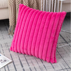 ZLINA Set of 2 Hot Pink Faux Fur Decorative Throw Pillow Covers Fluffy Striped Pillowcase Cushion Covers 20 x 20 Inch Decor Sofa Couch Bedroom