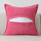 HAUSSY Hot Pink Large Decorative Throw Pillow Covers 26x26 Inch Set of 2,Soft Solid Corduroy Striped Cushion Case,Valentine Decor Pillows,Winter Home Decorations for Couch,Bed