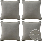 Sunbrella Decorative Outdoor Water Repellent Throw Pillows with Inserts, Set of 4, 18" x18" Pillows for Patio, Backyard, Bed, Couch, and Patio Furniture, Cast Shale