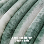 FUTEI Dark Green Decorative Throw Pillow Covers 16x16 Inch Set of 2,Soft Tie-Dye Faux Rabbit Fur Striped Texture Cushion Case, Modern Home Decor for Couch Bed Living Room