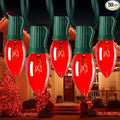 C9 Christmas String Light Red, 50ft Vintage Christmas Tree Lights, Outdoor Roofline String Lights with 50+2 Red Bulbs for Patio Garden Holiday Indoor Home Xmas Decoration, Green Wire