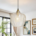 Modern Gold Pendant Light, Clear Glass Farmhouse Kitchen Island Pendant Light Fixture Adjustable Vintage Hanging Ceiling Light for Dining Room Corridor Bedroom 9.45 inch