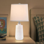 20.5" Ceramic Table Lamp Set of 2 for Bedrooms, White Lamps Set of 2 for Living Room, Minimalist Ceramic Lamps with White Barrel Lampshade, Matte White Ceramic Lamps for Nightstand