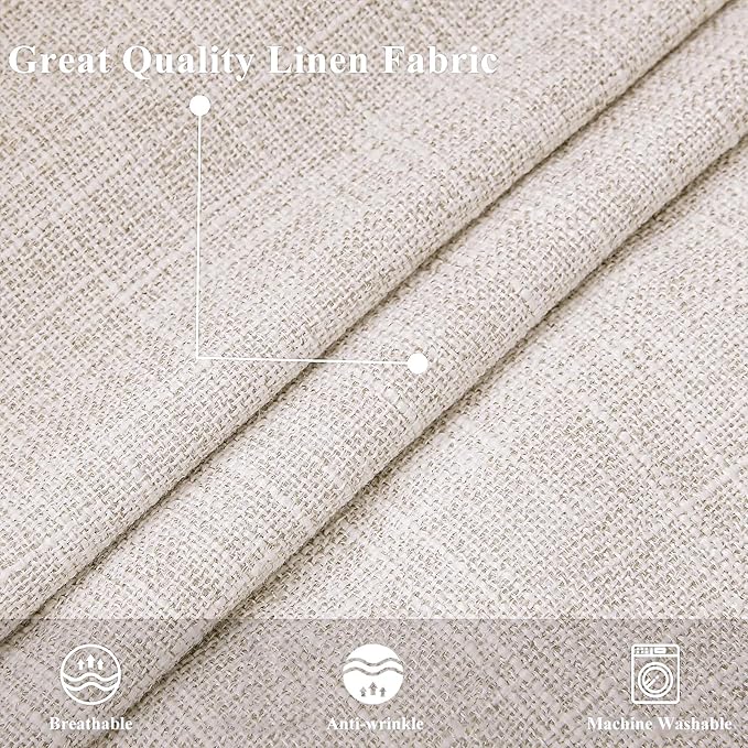 decorUhome Decorative Outdoor Throw Pillow Covers 16x16 Set of 2, Square Linen Rustic Neutral Farmhouse Euro Pillow Covers with Stitched Edge for Couch, Sofa, Living Room, Beige