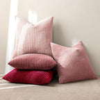 MIULEE Boho Farmhouse Christmas Throw Pillow Covers 18x18 Inch Set of 4 Romantic Decorative Cushion Covers Spring Corduroy Home Decor for Feminine Valentines Couch Bed Sofa Living Room Aesthetic Pink