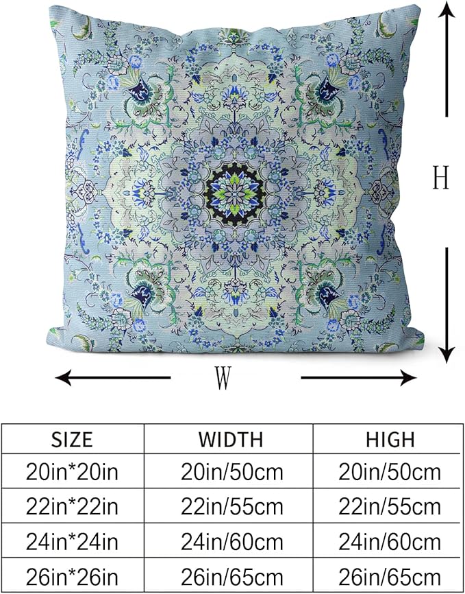 Snycler Boho Throw Pillow Covers 24x24 inch Set of 2 Burnt Blue Terracotta Rust Colored Throw Pillows Boho Home Decor for Bedroom Living Room Couch & Sofa (No Inserts)