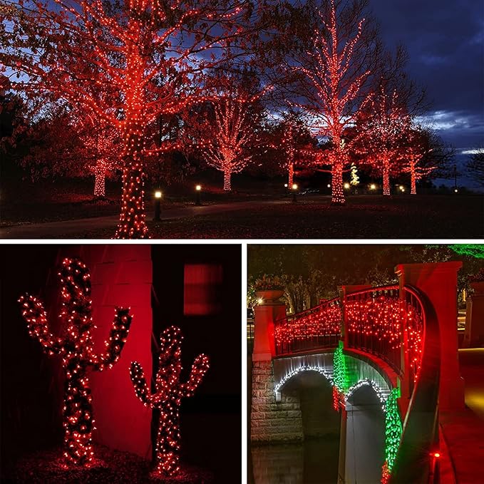 66Ft 200LED Christmas Fairy Lights Plug in, Waterproof String Lights Outdoor & Indoor 8 Modes with Timer Bedroom Decor, Twinkle Lights for Girl's Room Garden Party Christmas Decorations (Red)