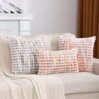 LUOYEHK Boho Throw Pillow Covers 12x20 Inch Set of 2 Chenille Tufted Pillowcase Farmhouse Neutral Cushion Covers for Couch Sofa Bed Living Room, Orange Red