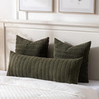 Fancy Homi Olive Green Long Body Lumbar Decorative Throw Pillow Covers 20x54 Inch for Bed Couch Bedroom, Soft Corduroy Rectangle Solid Pillow Case 50x137 cm, Rustic Farmhouse Boho Room Decor