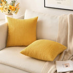 MIULEE Pack of 2 Pillow Covers Soft Soild Decorative Square Throw Pillow Covers Set Cushion Cases Pillowcases for Sofa Bedroom Car 18 x 18 Inch 45 x 45 Cm Mustard Yellow
