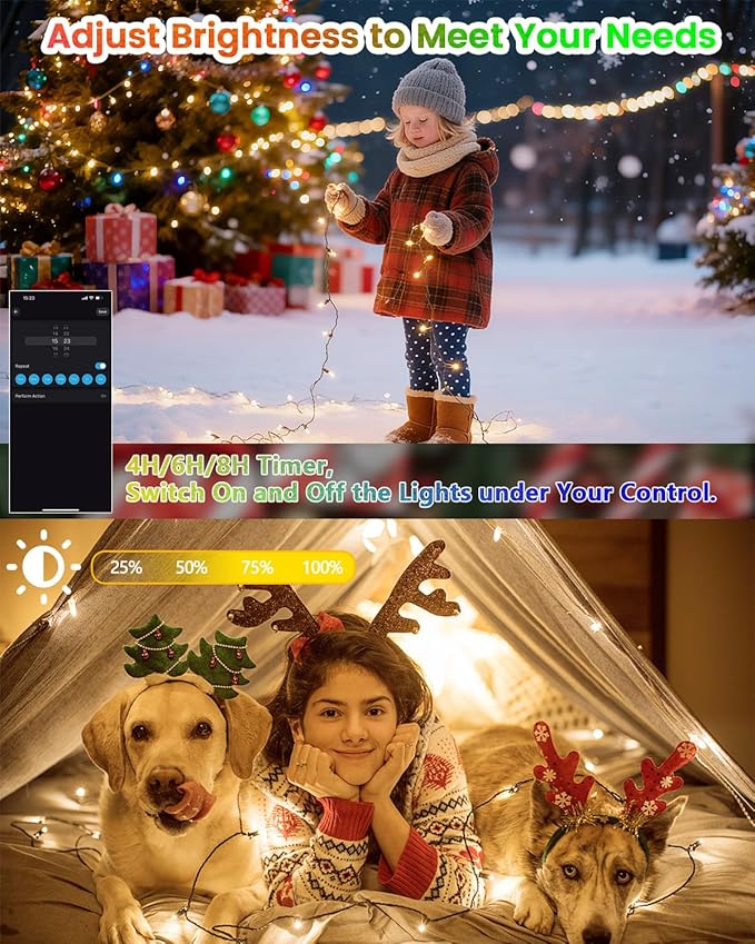 Smart Color Changing Christmas String Lights, 2Pack 164FT 400LED App Control RGB LED String Lights with Remote & Timer, Waterproof Twinkle Christmas Tree Lights Indoor Outdoor Holiday Xmas Tree Decor