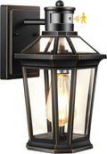 VIANIS Motion Sensor Outdoor Wall Lantern, Black Waterproof Dusk to Dawn LED Exterior Wall Sconce, Anti-Rust Aluminum Modern Outdoor Lights Fixtures Wall Mount for Porch, Entryway, Garage, Front Door