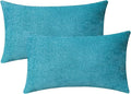 Jeneoo Decorative Turquoise Blue Throw Pillow Covers Lumbar Chenille Solid Cushion Couch Cases for Home Livingroom Sofa Decor (Set of 2, 12 x 20 Inches)