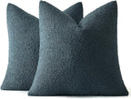 MIULEE 20x20 Inch Decorative Pillow Covers for Couch Bed Set of 2 Textured Boucle Neutral Winter Throw Pillows Dark Blue Accent Solid Cushion Pillowcases Sofa Livingroom Home Decor