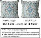 Snycler Boho Throw Pillow Covers 16x16 inch Set of 2 Teal Blue Boho Rug Carpet Double Sided Pattern Cotton Soft Pillow Case Cushion Cover Pillowcase for Couch Sofa Bed Decorative