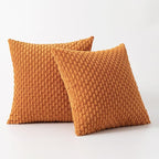 Kevin Textile Fall Throw Pillow Covers Soft Corduroy Decorative Set of 2 Boho Striped Pillow Covers Pillowcases Farmhouse Home Decor for Couch Bed Sofa Living Room 22x22 Inch Orange Yellow