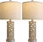22" Dual Light Table Lamps Set of 2, Touch Lamp with 3-Level Dimming, Lamps for Bedroom with USB A+C Charging Ports, Farmhouse Lamps for Living Room and Night Stands