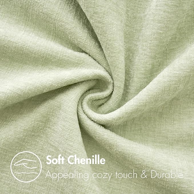 MIULEE Pack of 2 Spring Light Green Couch Throw Pillow Covers 12x20 Inch Soft Chenille Pillow Covers for Sofa Living Room Solid Dyed Pillow Cases