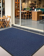 Color&Geometry Front Door Mat Outside Entrance, Heavy Duty Non Slip Low Profile Doormat for Entryway, Trap Dirt and Moisture Welcome Mats All-Weather, Easy Clean, Patio, Garage, 17"x30" Blue