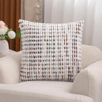 LUOYEHK Boho Throw Pillow Covers 18x18 Inch Set of 2 Farmhouse Neutral Pillow Covers Chenille Tufted Pillowcase for Couch Sofa Bed Living Room, Brown White