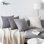 Topfinel Cushion Cover 50x50 cm Gray Set of 4 Corduroy Pillow Covers Cushion Cover Decorative Cushion Cover Sofa Cushion Deco for Sofa Bedroom Living Room Balcony Children Fluffy Gradient