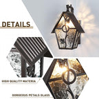 Rustic Outdoor Wall Lanterns Oil Rubbed Brown Exterior Wall Mounted Sconce Light Designer Style with Water Glass Outdoor Light Fixtures for Home Patio Garden Garage Farmhouse Porch