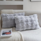 Neelvin Gray Faux Fur Cozy Soft Double-Sided Decorative Throw Pillow Covers 12x20 inch Set of 2,Velvet Pillowcase Cushion Case for Sofa Couch