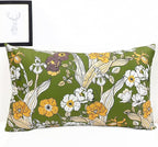 Decorative Throw Pillow Covers Set of 2 Green Pillow Covers 12x20 inch Soft Short Plush Square Freesia Floral Throw Pillows,Farmhouse Outdoor Pillow Covers for Couch Sofa Bed Living Room