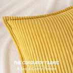 Mecatny Corduroy Throw Pillow Covers 26x26 Set of 2, Neutral Decorative Soft Boho Couch Pillow Covers with Broadside for Sofa Living Room, Mustard Yellow