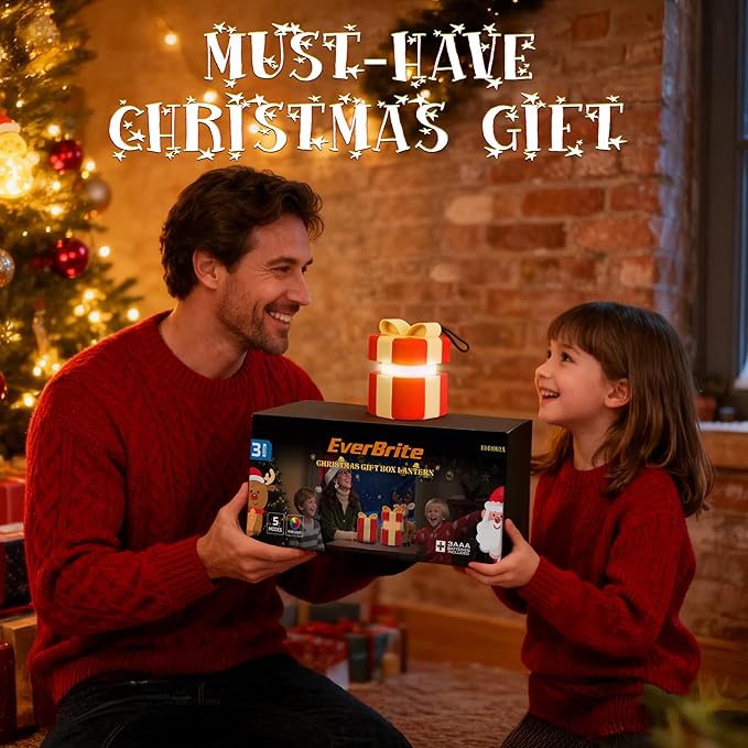 Christmas Gift EverBrite Christmas Gift Box Lantern 3 Pack, 5 Light Modes Holiday Decoration Presents for Women and Men, AAA Batteries Contained Stocking Stuffers, Christmas Lights Indoor & Outdoor