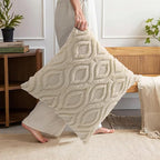 decorUhome Fall Throw Pillow Covers 26x26 Inch Set of 2, Soft Plush Decorative Faux Fur Beige Solid Couch Pillow Covers, Accent Farmhouse Neutral Square Euro Pillow Cases for Sofa Bed Living Room