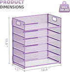 Marbrasse 2 Pack Desk Organizer with Handle, 6 Tier Paper Letter Tray, Mesh Desk File Organizer for Office, School and Home - Purple