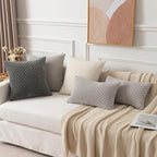 Kevin Textile Set of 2 Soft Striped Velvet Decorative Pillows Covers 16x16 Inch Boho Cushion Covers for Couch 40x40cm Dark Grey