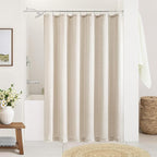 Beige Linen 78 Inch Shower Curtain Extra Long Shower Curtains for Bathroom 78 Length Farmhouse Water Repellent Neutral Tall Drapes Set for Men Bathroom Decor Bath Drapes with Hooks 72x78