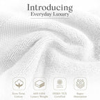 Premium Staple Cotton Bathroom Towel Set - White 600 GSM 6-Piece Luxury Bath Towel Set 1 Stripe - 2 Bath Towels, 2 Hand Towels & 2 Washclothes Set - High Absorbent & Quick Dry for Gym, Spa, Hotel