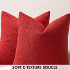 MIULEE Textured Boucle Throw Pillow Cover Christmas Red Accent Solid Eruo Sham Pillow Case Decorative Soft Pack of 1 Couch Cushion Chair Sofa Bedroom Livingroom Home Decor,24x24 Inch
