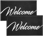 EARTHALL Door Mat 2-Pack Outside Inside Welcome Doormat 30"x17.5" Durable Floor Mat Non Slip Rug Ultra Absorb Mud Easy Clean Front Doormat for Garage, Entryway, Patio, High Traffic Areas, Black