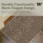 WaterHog Indoor/Outdoor Use Door Mat, 3' x 5', Made in USA, Welcome Mat for Front Door, Durable, Water-Trapping Floor Rug, Decorative, Skid-Resistant Entryway, Boxwood Collection, Khaki/Camel