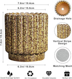 Ceramic Planter - 7.6 Inch Ceramic Plant Pots Indoor, Round Flower Pots with Drainage Hole, Fluted Decorative Outdoor Planters, Office Home Decor, Plant Lover Gifts, Yellow