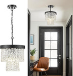 10" Water Ripple Pendant Lights, 2-Tier Modern Pendant Lights Kitchen Island, Black Hanging lamp, Chandeliers for Dining Room Kitchen Island Bedroom Entryway, CC4848-1P-BK