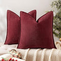 MIULEE Pack of 2 Christmas Burgundy Decorative Pillow Covers 20x20 Inch Soft Chenille Luxurious Couch Throw Pillows Farmhouse Cushion Covers with Elegant Design for Sofa Bedroom Living Room Decor